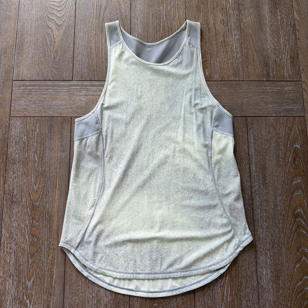 EUC Lululemon Athletica Light Yellow and Gray Tank Top